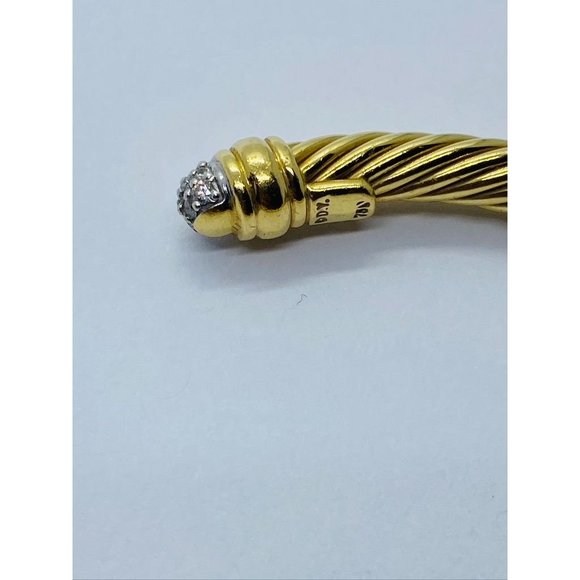 SOLD!!! DAVID YURMAN 18K YELLOW GOLD AND DIAMOND CLASSIC CABLE BANGLE - Picture 6 of 11